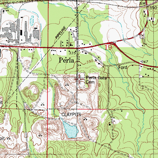 Topographic Map of Perla Gate Cemetery, AR