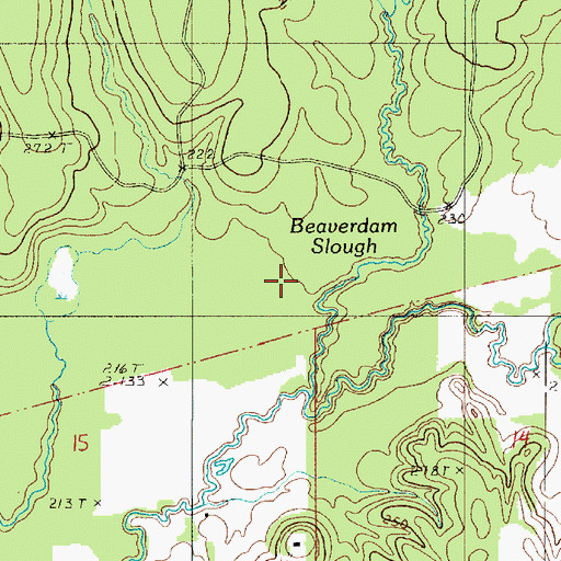 Topographic Map of Beaverdam Slough, LA