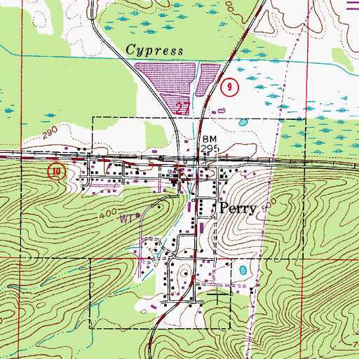 Topographic Map of Perry, AR