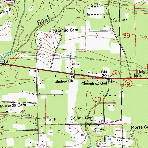 Topographic Map of Bedico Church, LA