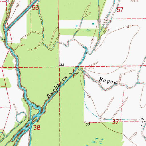 Topographic Map of Bee Tree Bayou, LA