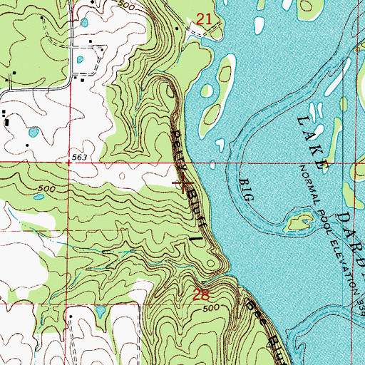 Topographic Map of Perry Bluff, AR