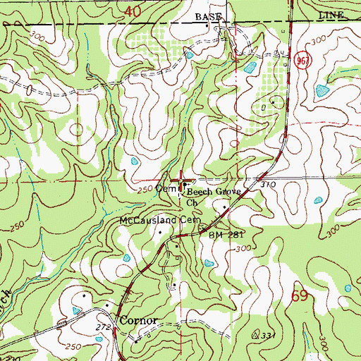 Topographic Map of Beech Grove Church, LA