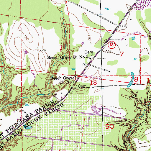 Topographic Map of Beech Grove Church Number 1, LA