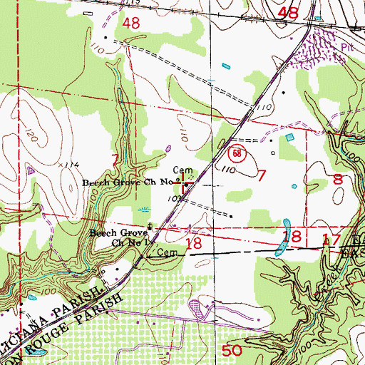 Topographic Map of Beech Grove Church Number 2, LA