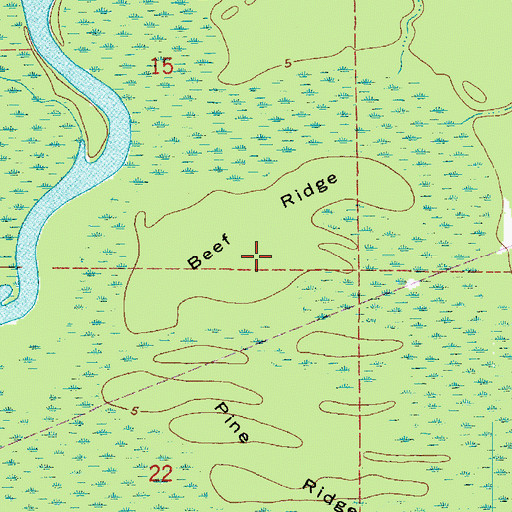 Topographic Map of Beef Ridge, LA
