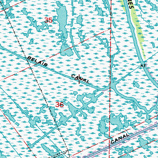 Topographic Map of Belair Canal, LA