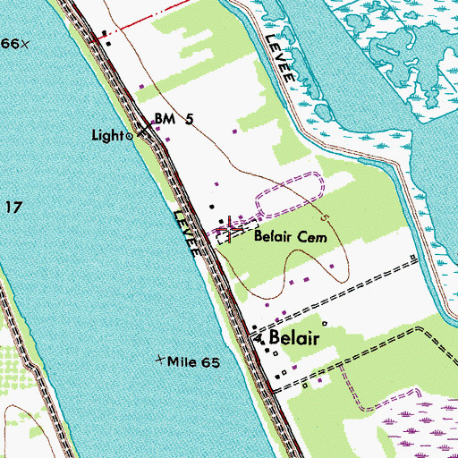Topographic Map of Belair Cemetery, LA