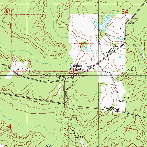 Topographic Map of Belcher Chapel, LA