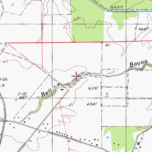 Topographic Map of Bell Bayou, LA