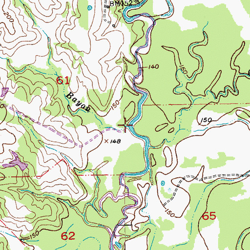 Topographic Map of Bell Bayou, LA