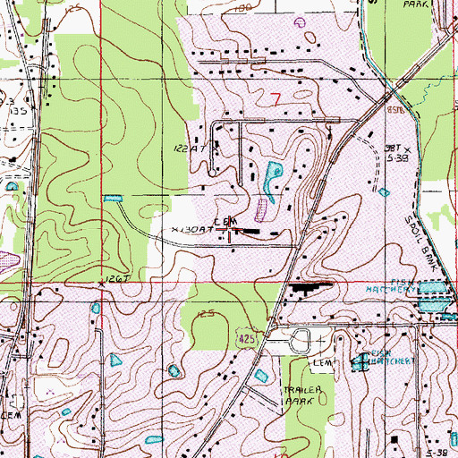 Topographic Map of Bell Cemetery, LA