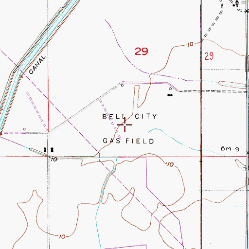 Topographic Map of Bell City Gas Field, LA