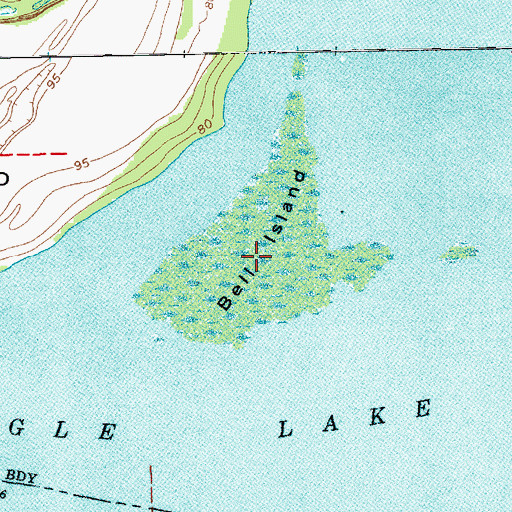 Topographic Map of Bell Island, LA