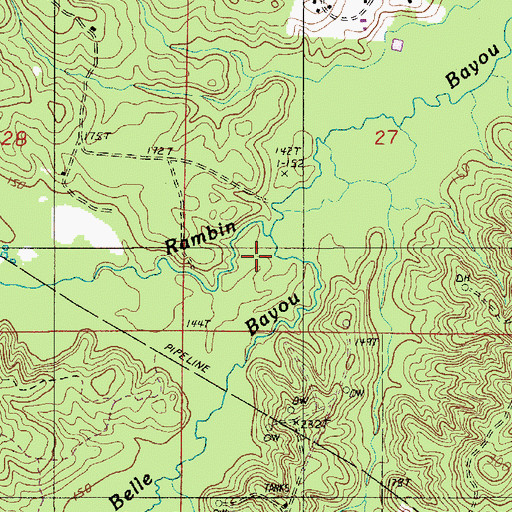 Topographic Map of Belle Bayou, LA