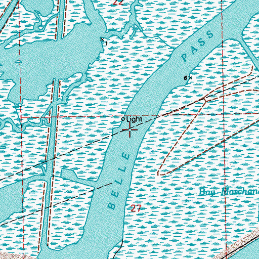 Topographic Map of Belle Pass, LA