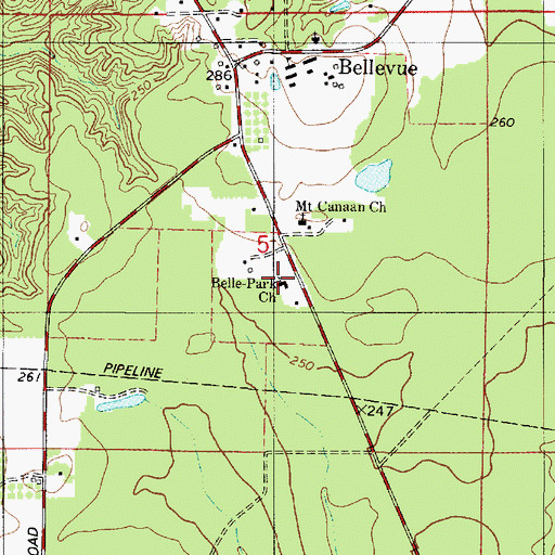 Topographic Map of Belle-Park Church, LA