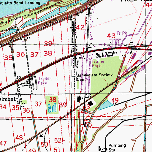 Topographic Map of Benevolent Society Cemetery, LA