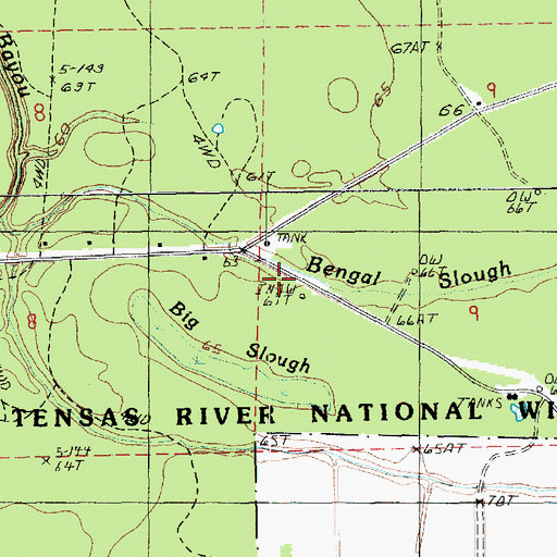 Topographic Map of Bengal Slough, LA