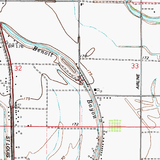 Topographic Map of Benoit Bayou, LA