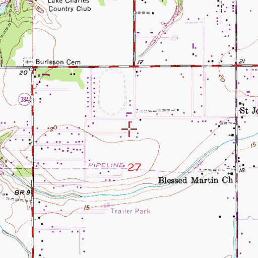 Topographic Map of Benoit Cemetery, LA