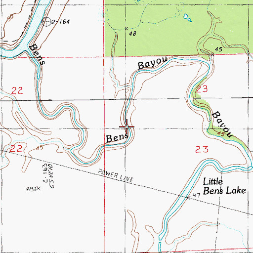 Topographic Map of Bens Bayou, LA