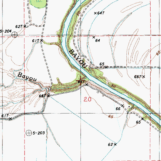Topographic Map of Bens Bayou, LA