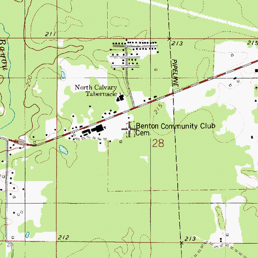 Topographic Map of Benton Community Club Cemetery, LA