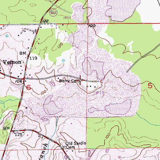 Topographic Map of Berry Cemetery, LA
