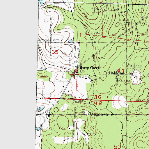 Topographic Map of Berry Creek Church, LA
