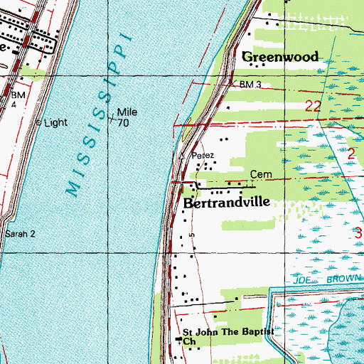 Topographic Map of Bertrandville, LA