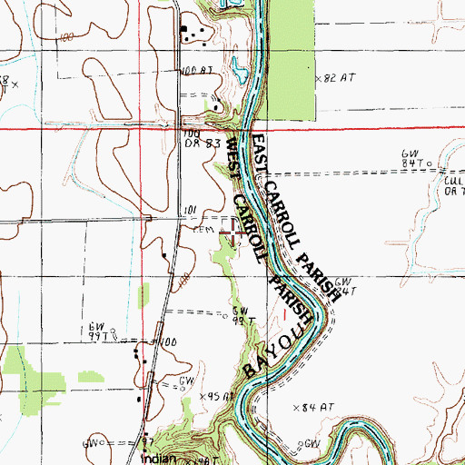 Topographic Map of Bethany Cemetery, LA