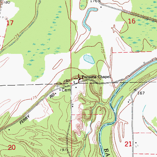 Topographic Map of Persons Chapel, AR