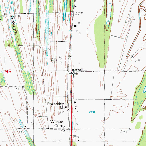 Topographic Map of Bethel Church, LA