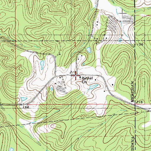 Topographic Map of Bethel Church, LA