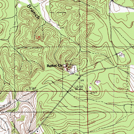 Topographic Map of Bethel Church, LA