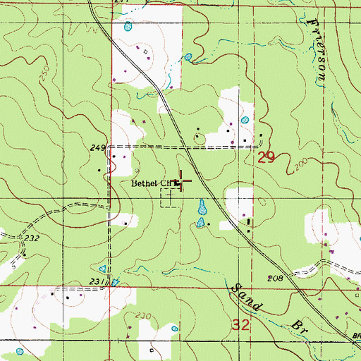Topographic Map of Bethel Church, LA