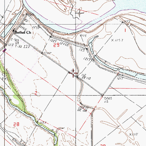 Topographic Map of Bethel School, LA