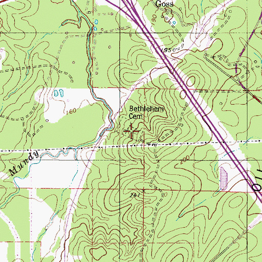 Topographic Map of Bethlehem Cemetery, LA