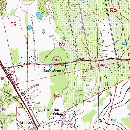 Topographic Map of Bethlehem Church, LA