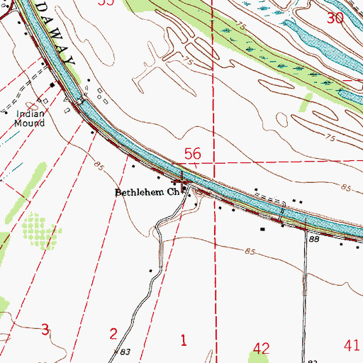 Topographic Map of Bethlehem Church, LA