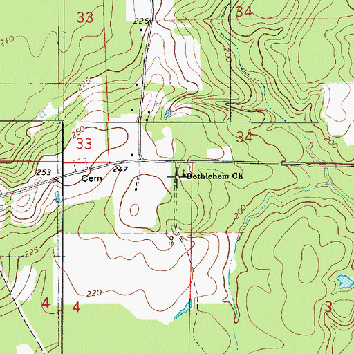 Topographic Map of Bethlehem Church, LA