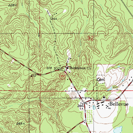 Topographic Map of Bethlehem Church, LA