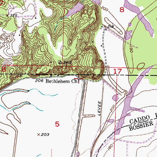 Topographic Map of Bethlehem Church, LA