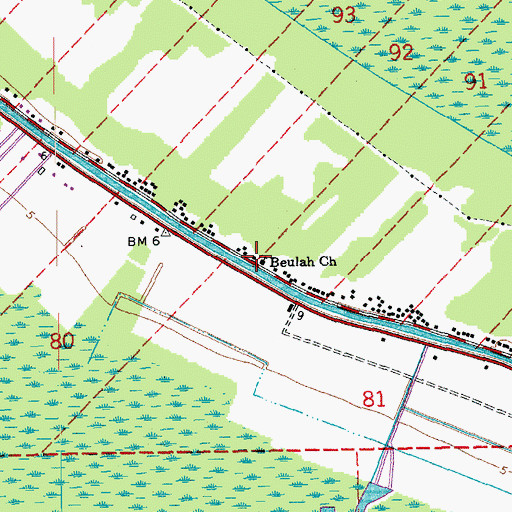 Topographic Map of Beulah Church, LA
