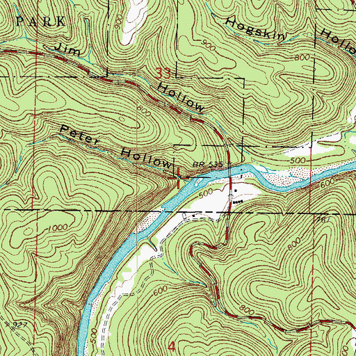 Topographic Map of Peter Hollow, AR
