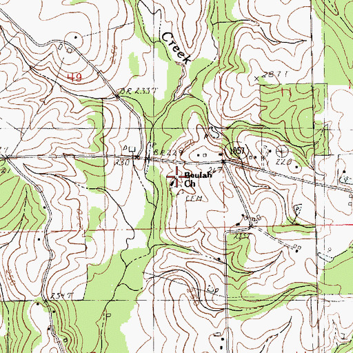 Topographic Map of Beulah Church, LA