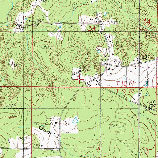 Topographic Map of Beulah Church, LA