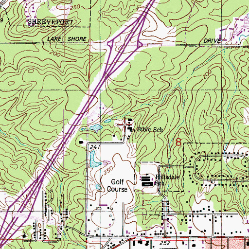 Topographic Map of Bible School, LA