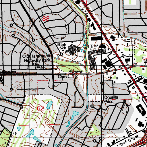 Topographic Map of Bible Students Cemetery, LA